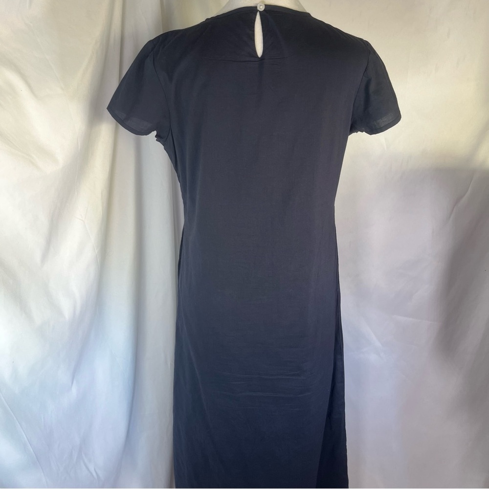 Madison Matthews Scallop Anne Cap Sleeve Maxi Dress Navy Blue Preppy Classic S - Picture 5 of 8